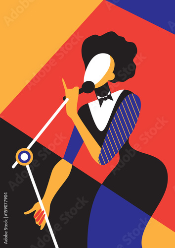 Singing woman / Creative conceptual vector. Singing woman.