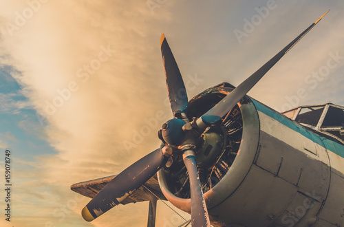 The cockpit of the old plane. Abandoned aircraft