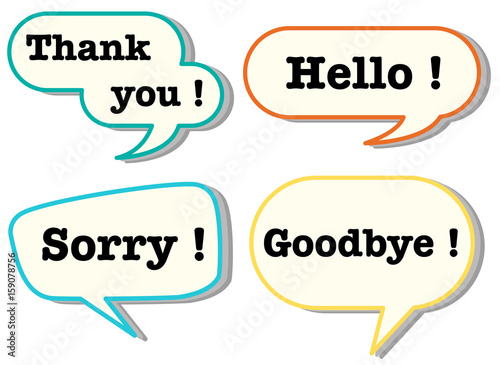 Different words in speech bubbles
