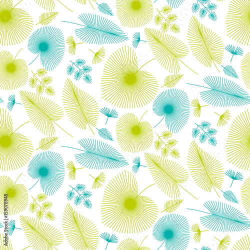 concept tropical leaves seamless pattern for print and web projects. vector illustration in modern geometric line style