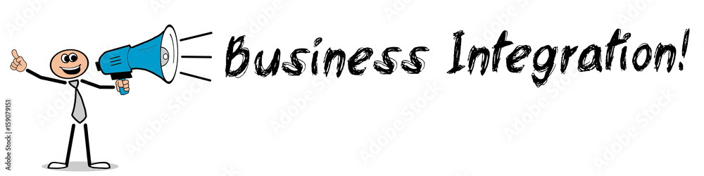 Business Integration! / Mann mit Megafon Business Integration! / Mann mit Megafon