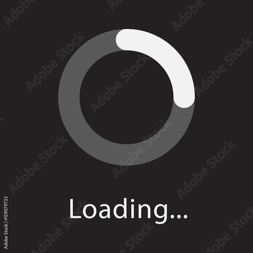 Circular loading sign, isolated on black background, vector illustration.