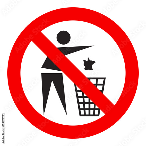 No litter sign, isolated on white background, vector illustration.