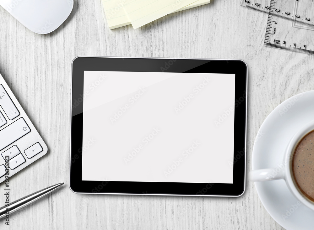 Digital tablet on desk Digital tablet on desk