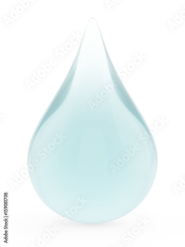 3D rendering water drop isolated on white background