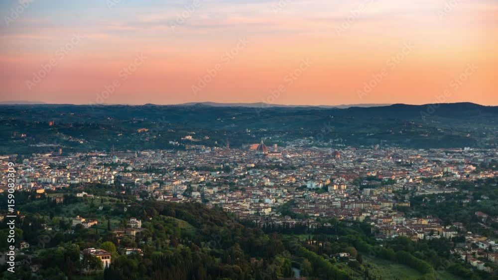 florence cityscape skyline seen from distance timelapse from day to night florence cityscape skyline seen from distance timelapse from day to night