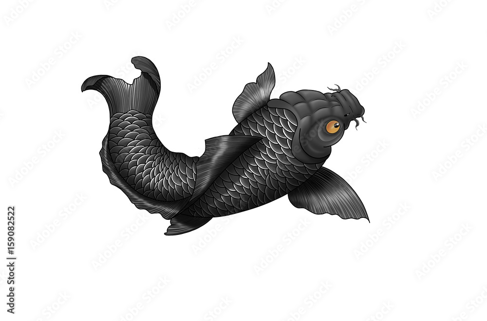 Japanese koi-fish tattoo design. Stock Illustration