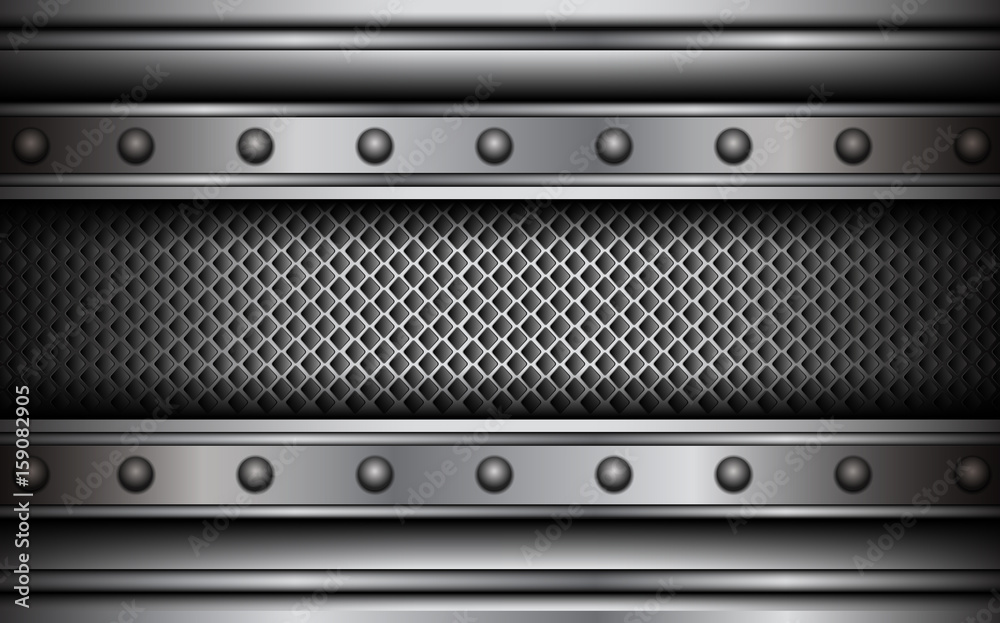 Background silver metallic with rivets