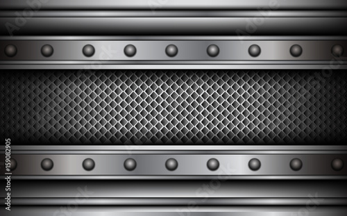 Background silver metallic with rivets photo