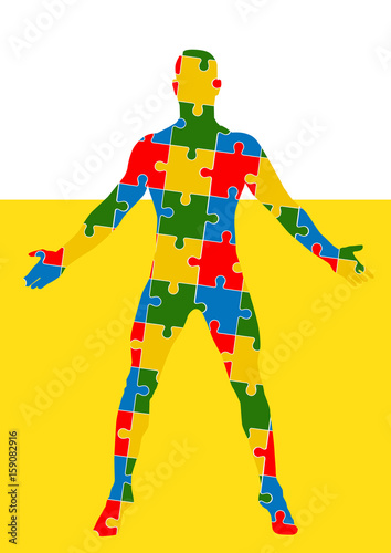 Puzzle human body. Man silhouette © victorcalomfir