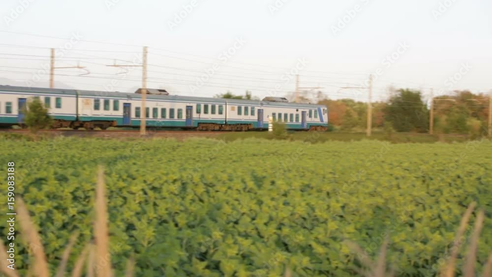Regional train is passing in the countryside Regional train is passing in the countryside