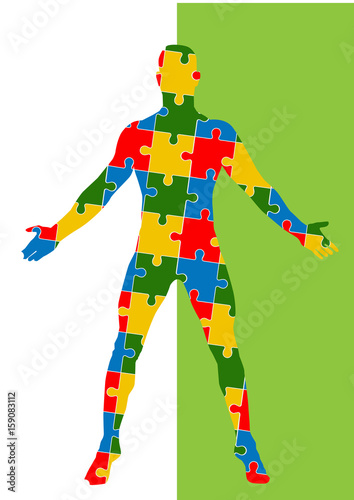 Puzzle human body. Man silhouette