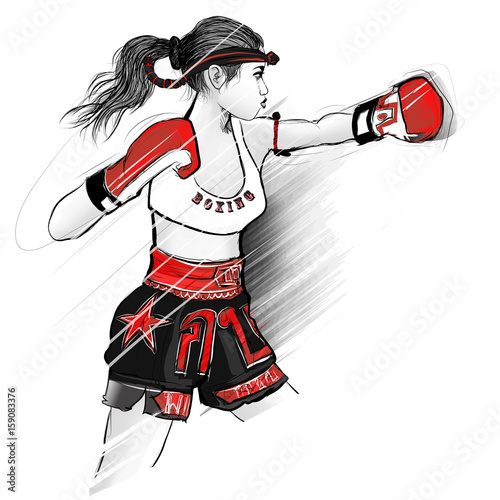 Thai boxing, woman fighting
