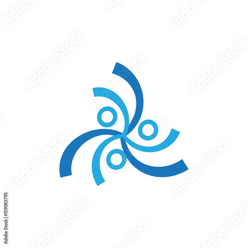 Wind energy symbol design template. Air conditioning vector logo concept. Abstract swirl icon. Circle bolt symbols.
