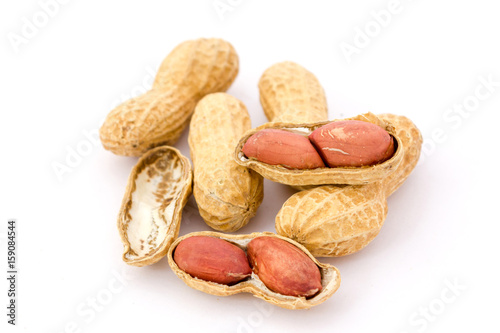 Peanuts,Peanuts on white background,Brown peanut,Peanut material.