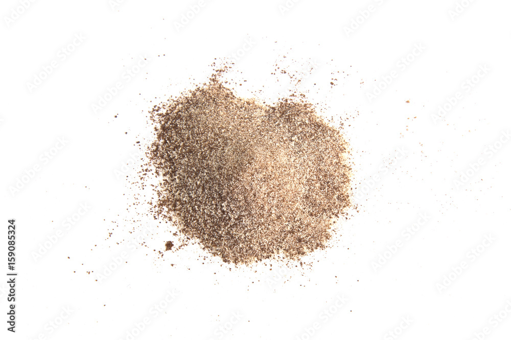 Pile of fresh ground coffee powder isolated on white background. Pile of fresh ground coffee powder isolated on white background.