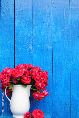 Red roses on a blue background