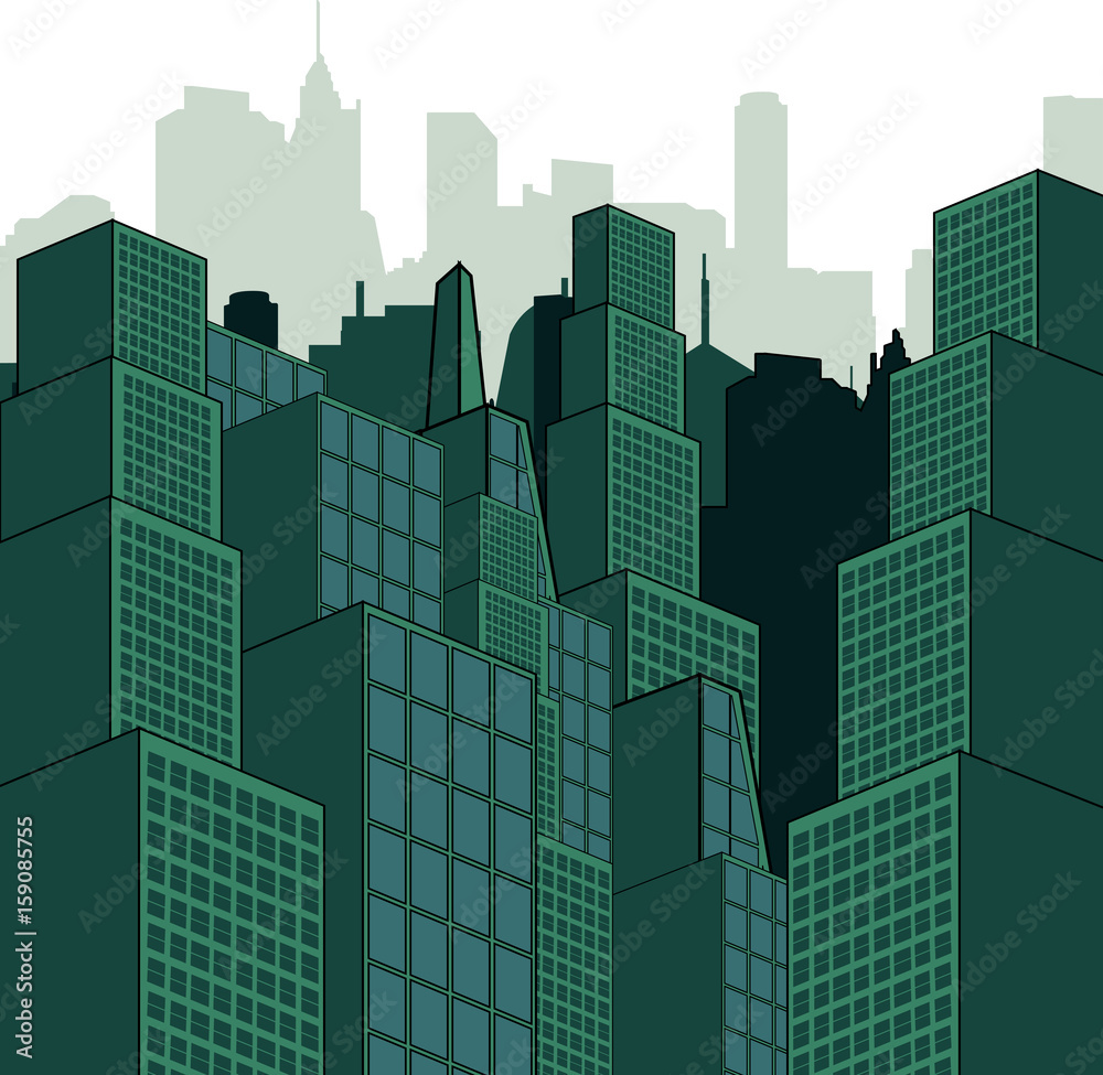 Skyscrapers vector image. City scape. Urban Landscape.