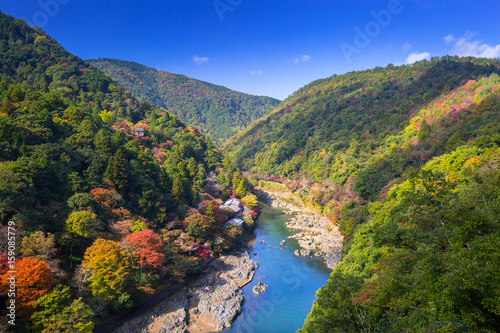 Autumn at Arashiyama view point and Hozu river  Japan