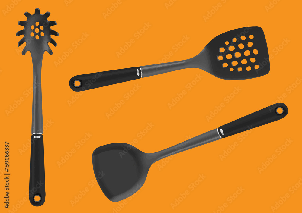 vector set of realistic images of kitchen tools vector set of realistic images of kitchen tools