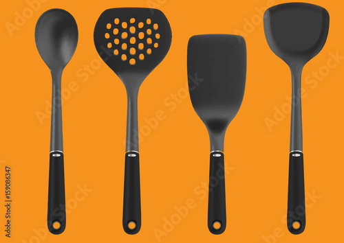 vector set of realistic images of kitchen tools