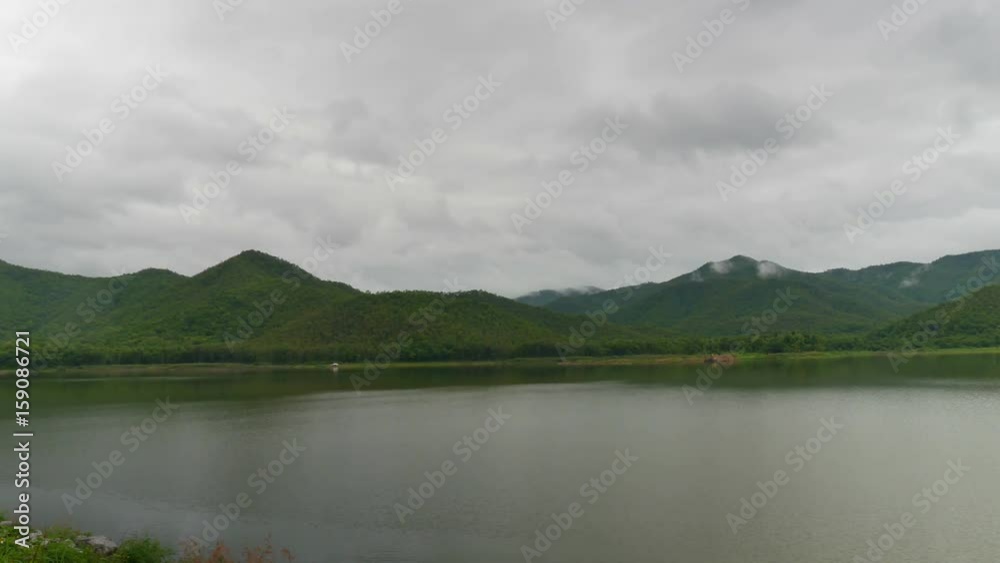 Landscapes Mountain cloud and reservoir Rainy day Landscapes Mountain cloud and reservoir Rainy day