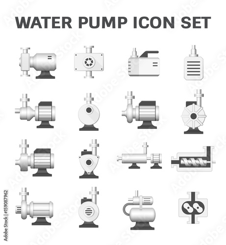 Vector icon of water pump station for water treatment isolated on white background.