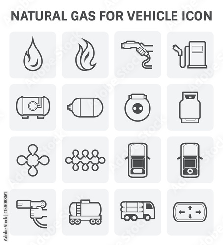 Tank and transportation icon of natural gas vehicle and  liquefied petroleum gas.
