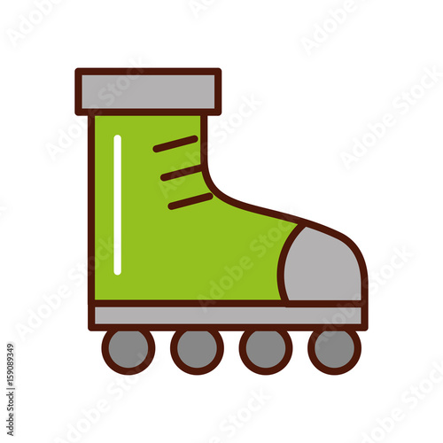 cute brightly green roller skates vector graphic design © Gstudio