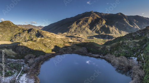 Diamond Lake panoramic view - Rocky Mountain track, Wanaka, Otago, New Zealand