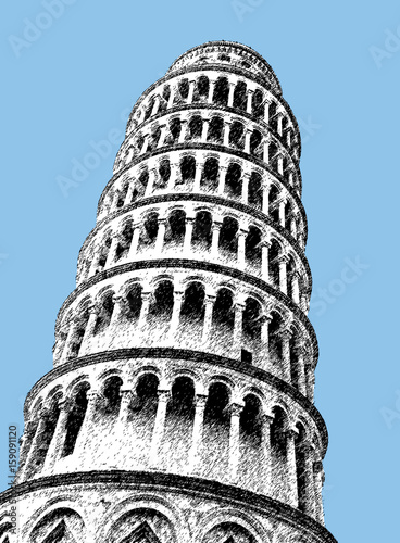 The leaning tower on the square of Wonders in Pisa town.