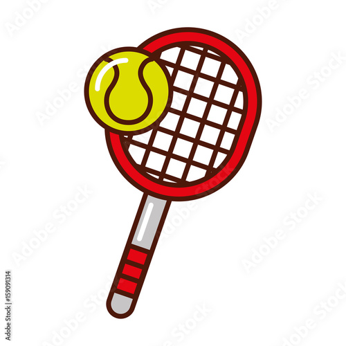 brightly tennis racket and ball cartoon vector grapphic design photo