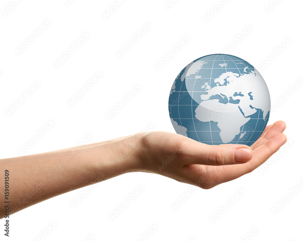 Open palm hand gesture on white background Open palm hand gesture on white background