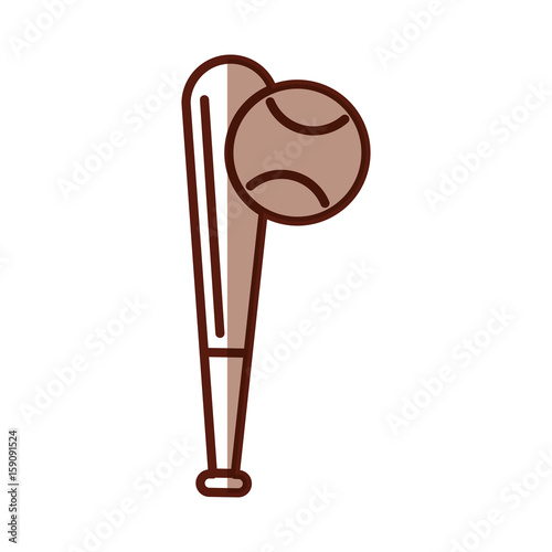 shadow brown baseball ball and bat vector grpahic design