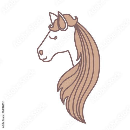 Fototapeta Naklejka Na Ścianę i Meble -  light colors of face side view of female horse with long striped mane vector illustration