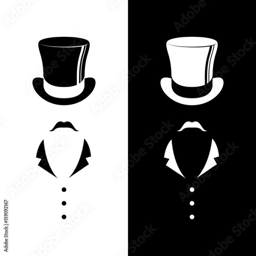 Vintage gentleman club logo. Black and white design. Vector illustration.
