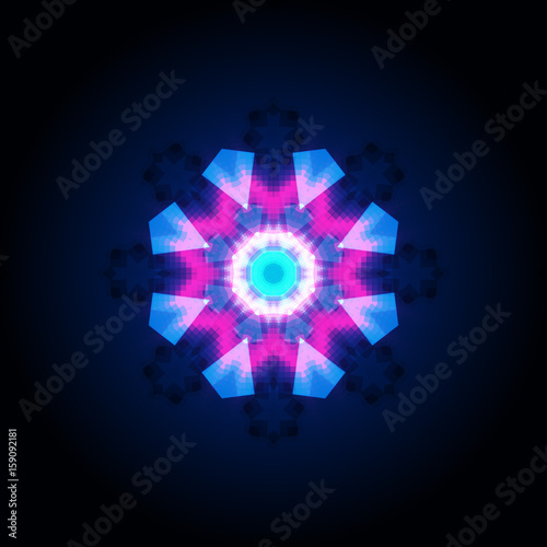 Fantastic flower, bright stained glass, blue, pink, white