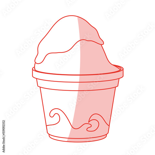 Flat line monocromatic frozen yogurt cup over white background vector illustration