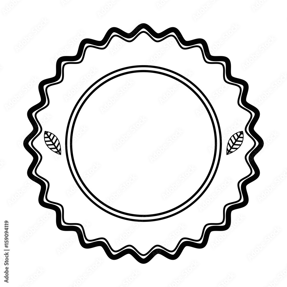 decorative frame with leaves icon over white background vector illustration