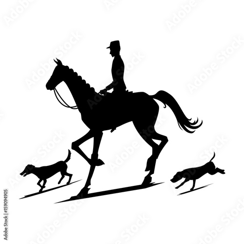 Silhouettes for hunting for foxes. Vector illustration.