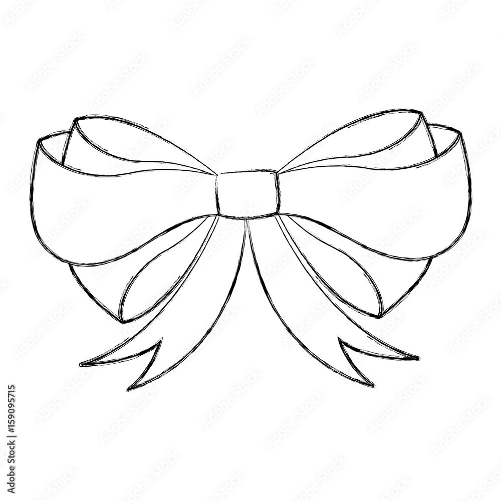 Sketch Draw Christmas Bow Cartoon Vector Graphic Design Stock Vector |  Adobe Stock