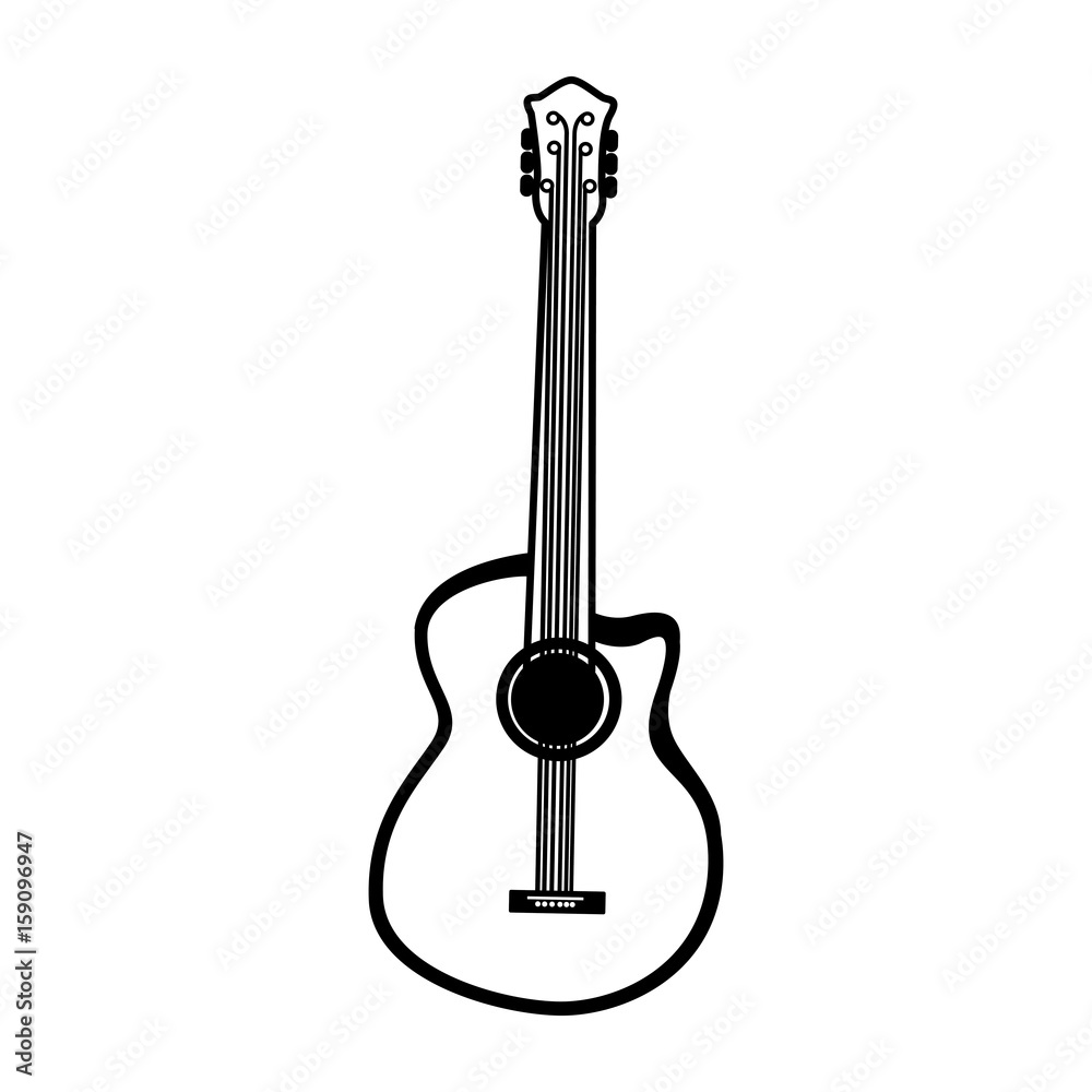 black icon guitar cartoon vector graphic design