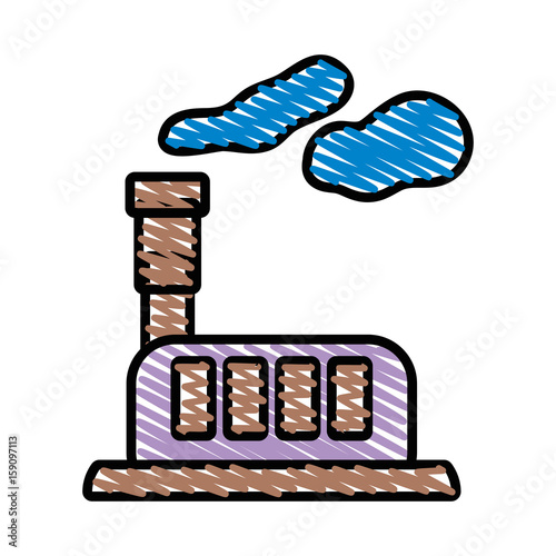 industrial factory with pollution contamination of environment