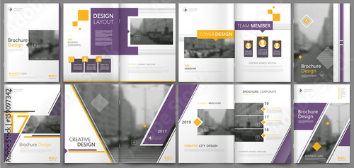 Abstract binder art. White a4 brochure cover design. Info banner frame. Elegant ad flyer text. Title sheet model set. Fancy vector front page. City font blurb. Purple line, square, lozenge figure icon