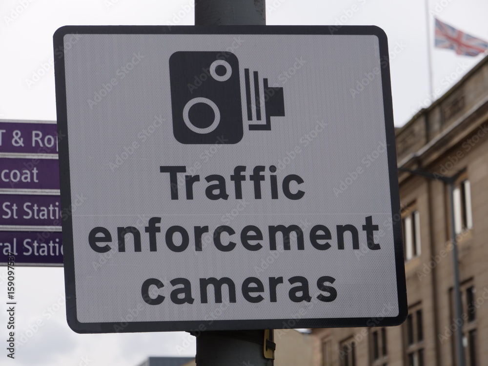 Traffic camera sign in Britain