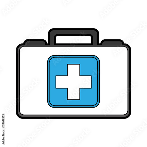 cute blue medical bag cartoon vector graphic design