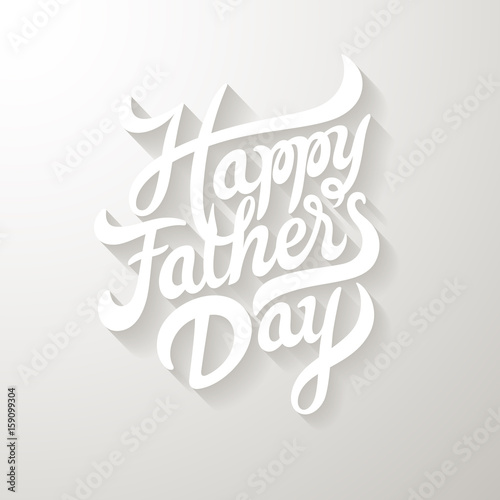 Happy Fathers Day Hand Drawn Lettering. Greeting Card Design Template. Vector Illustration