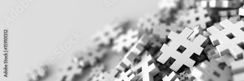 Infinite hashtag background, 3d rendering, technology and digital media concepts