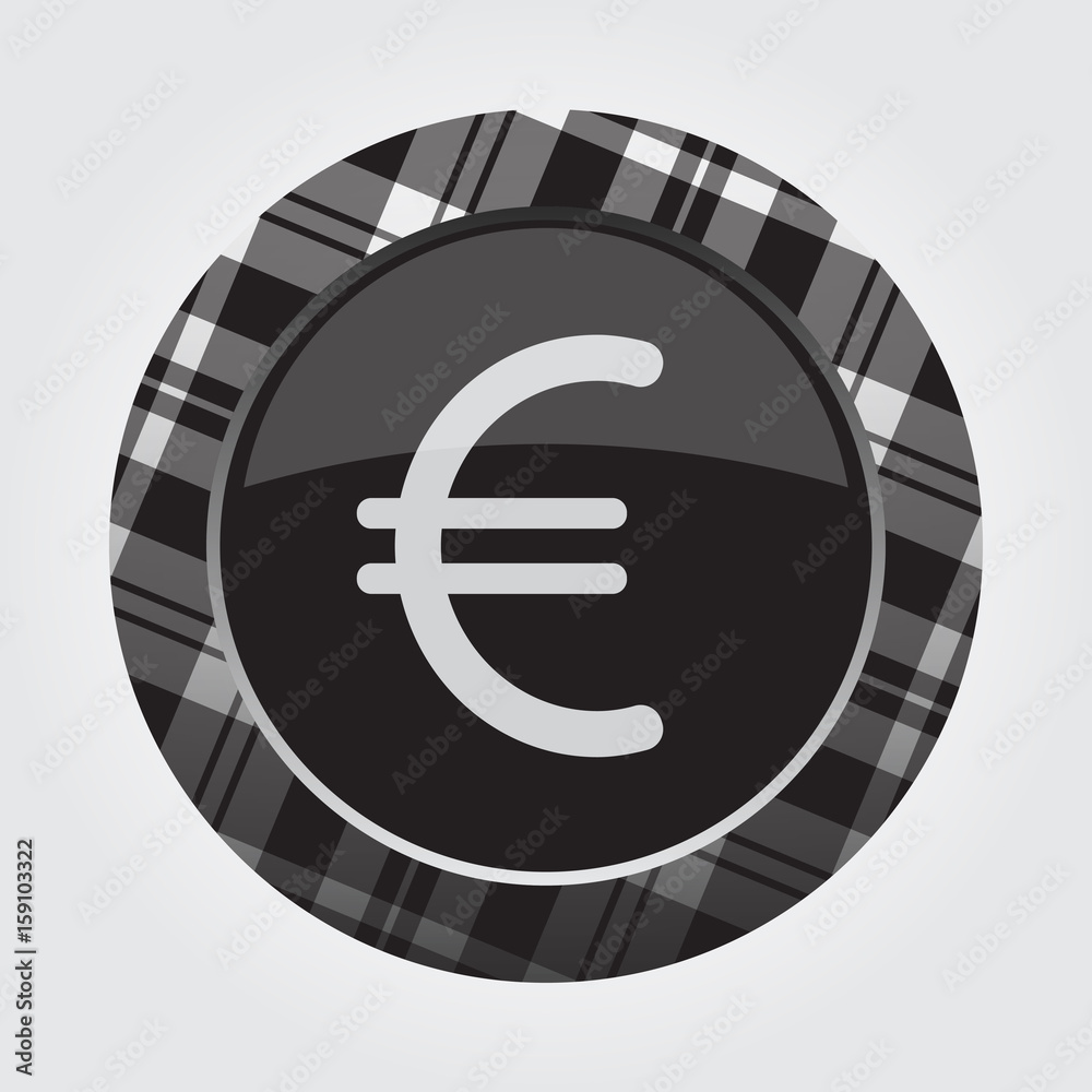 button white, black tartan - euro currency symbol button white, black tartan - euro currency symbol