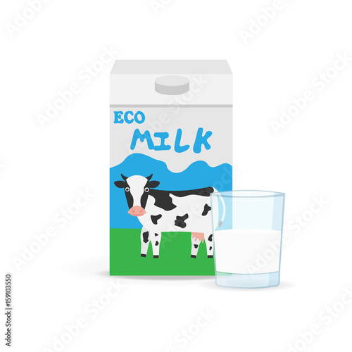 Milk packing and a glass of milk